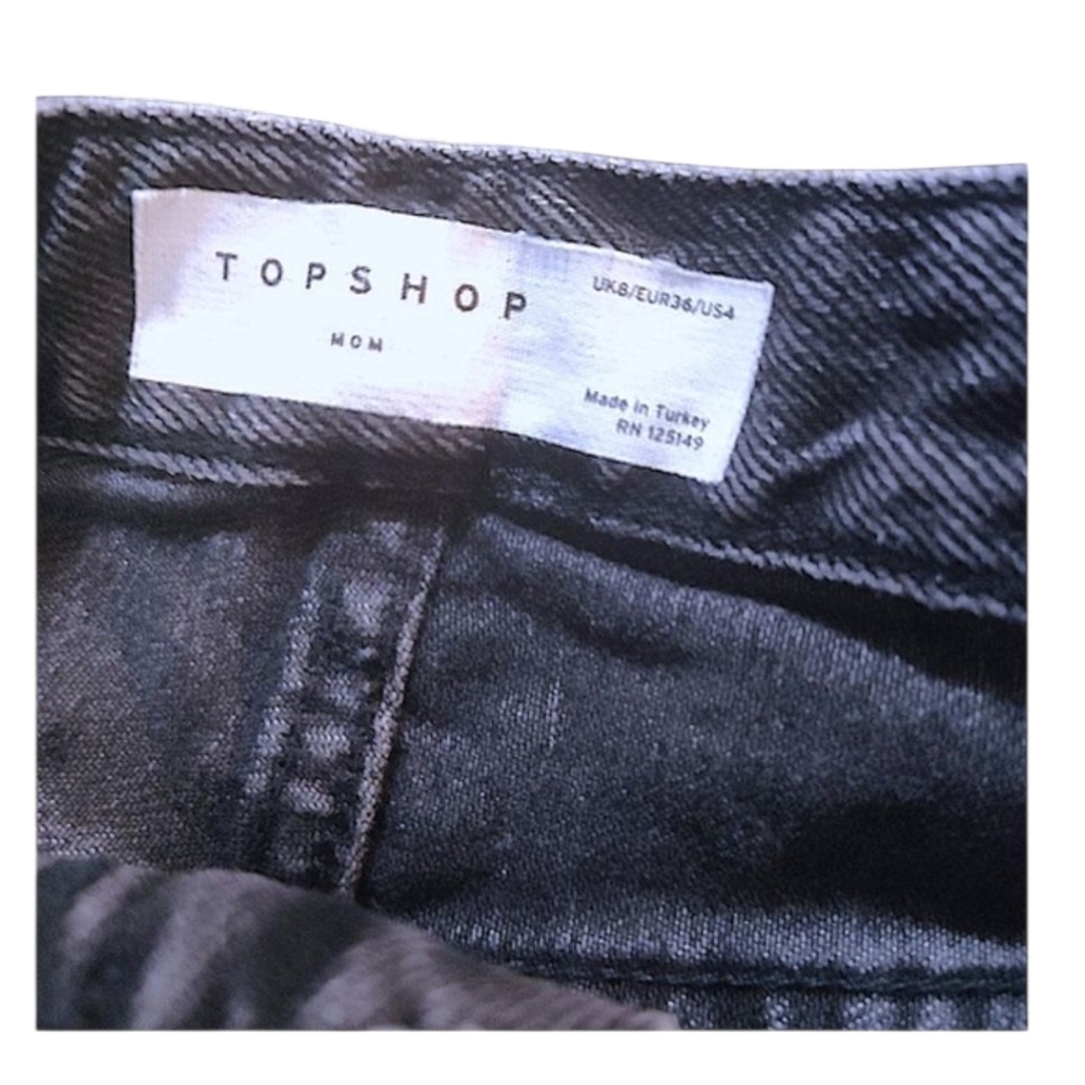 Topshop Blue Jean Shorts Distressed High-Waisted - Picture 5 of 5